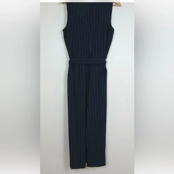Lauren Ralph Lauren NEW Navy Pinstripe Jumpsuit Sz 12 Sleeveless - Picture 9 of 12